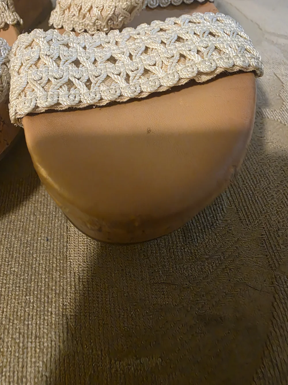 Montego Bay Club Cream Woven Espadrille Wedge Sandals